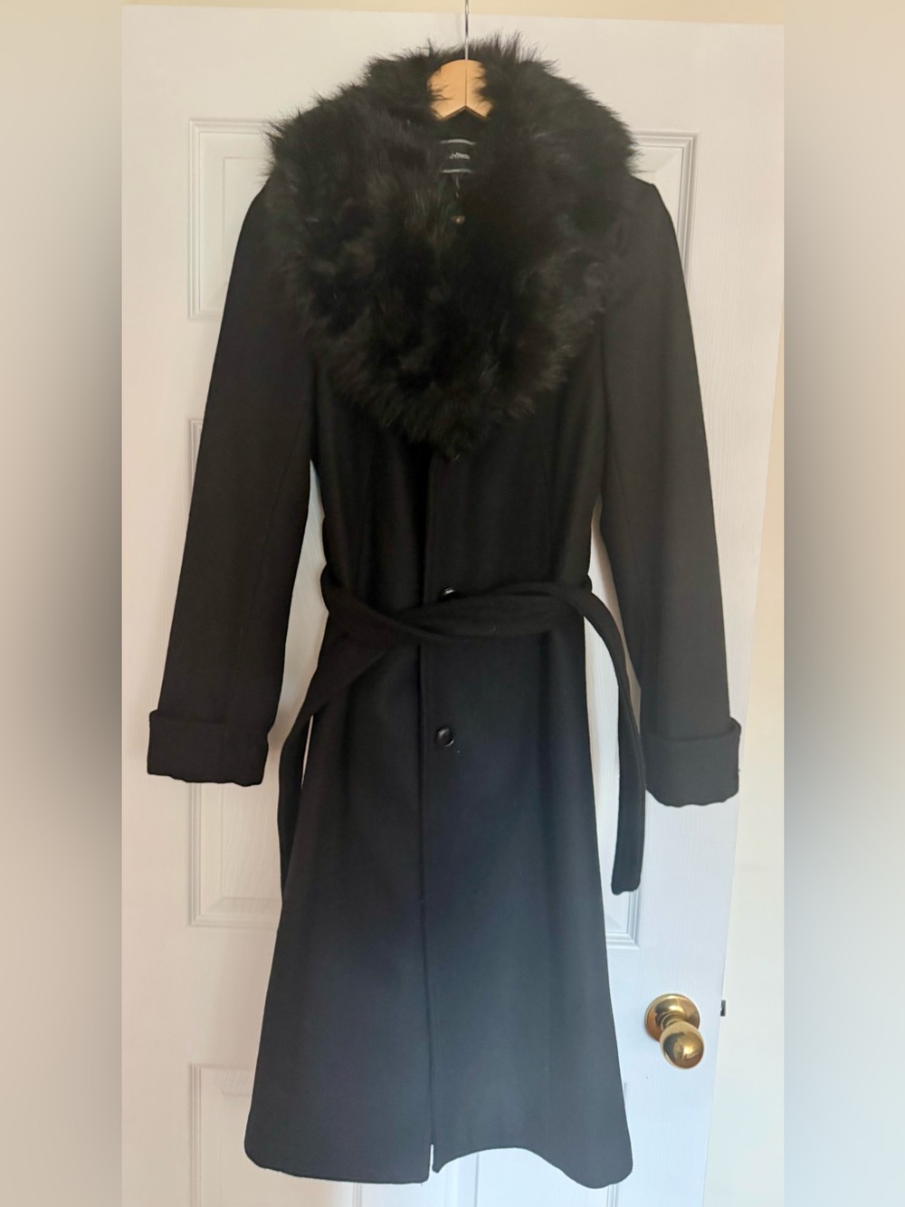 Classic Wool Blend Black Winter Coat